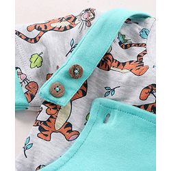 Babyhug Cotton Printed Dungaree with Half Sleeves T-shirt - Blue