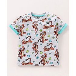 Babyhug Cotton Printed Dungaree with Half Sleeves T-shirt - Blue