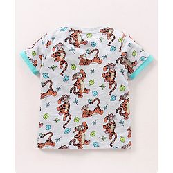 Babyhug Cotton Printed Dungaree with Half Sleeves T-shirt - Blue