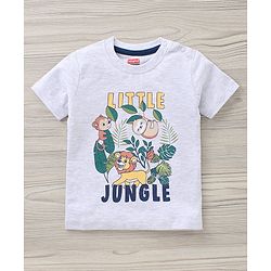 Babyhug Half Sleeves Cotton T Shirt And Shorts Set Placement Print - Grey Yellow