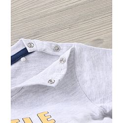 Babyhug Half Sleeves Cotton T Shirt And Shorts Set Placement Print - Grey Yellow