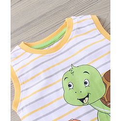 Babyhug Sleeveless Striped T-Shirt & Knee Length Shorts Tortoise Print - Yellow