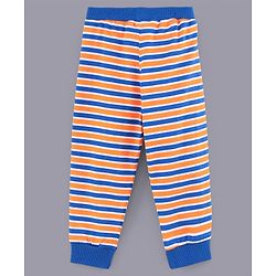 Babyhug Full Length Cotton Lounge Pants Pack of 3 - Blue Orange White