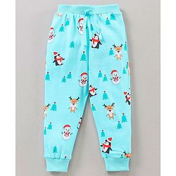 Babyhug Full Length Lounge Pant Penguin Print Pack of 2 - Blue Red