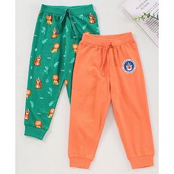 Babyhug Full Length Lounge Pant Animal Print Pack of 2 - Orange Green