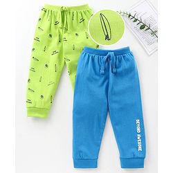 Babyhug Full Length Lounge Pant Multi Print Pack of 2 - Green Blue