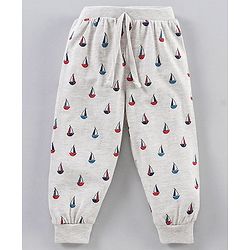 Babyhug Full Length Lounge Pants Boat Print Pack of 2 - Grey Red
