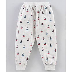 Babyhug Full Length Lounge Pants Boat Print Pack of 2 - Grey Red