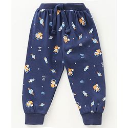 Babyhug Full Length Loungepants Fox & Space Print Pack Of 2 - Blue Yellow