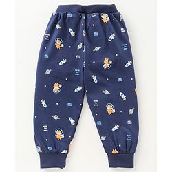 Babyhug Full Length Loungepants Fox & Space Print Pack Of 2 - Blue Yellow