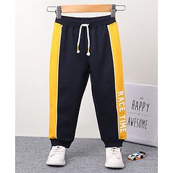 Babyhug Full Length Knit Ribbed Waist Lounge Pants - Yellow