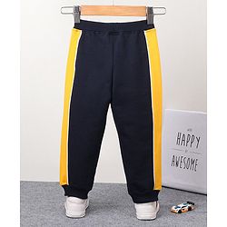 Babyhug Full Length Knit Ribbed Waist Lounge Pants - Yellow
