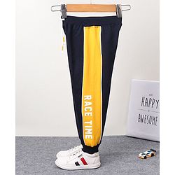 Babyhug Full Length Knit Ribbed Waist Lounge Pants - Yellow