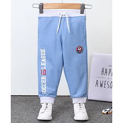 Babyhug Full Length Lounge Pant Text Print - Light Blue
