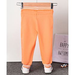 Babyhug Full Length Ribbed Waist Knit Lounge Pant HD Print - Orange - 12-18M Orange