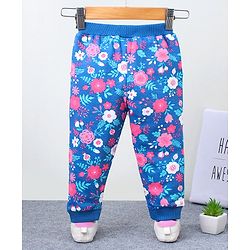 Babyhug Full Length Lounge Pants Flower Print - Blue