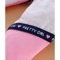 Babyhug Knit Lycra Full Length Text Printed Leggings - Grey Pink