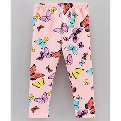 Babyhug Full Length Leggings Butterfly Print - Pink