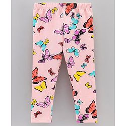 Babyhug Full Length Leggings Butterfly Print - Pink