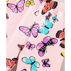 Babyhug Full Length Leggings Butterfly Print - Pink