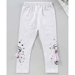 Babyhug Full Length Knit Lycra with Stretch Leggings Printed - Grey