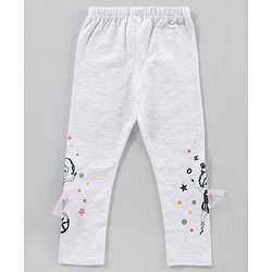 Babyhug Full Length Knit Lycra with Stretch Leggings Printed - Grey