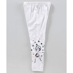 Babyhug Full Length Knit Lycra with Stretch Leggings Printed - Grey