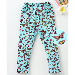 Babyhug Full Length Leggings Butterfly Print - Blue