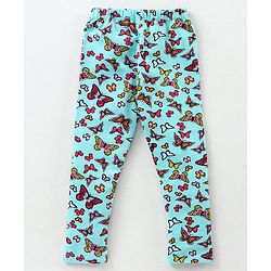 Babyhug Full Length Leggings Butterfly Print - Blue