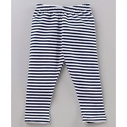 Babyhug Knit Lycra Full Length Leggings With Stretch Striped And Flower Printed Pack Of 3 - Multicolor