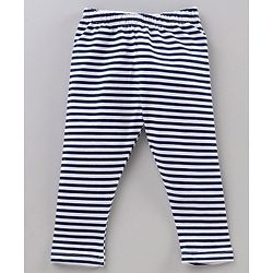Babyhug Knit Lycra Full Length Leggings With Stretch Striped And Flower Printed Pack Of 3 - Multicolor
