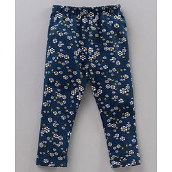 Babyhug Knit Lycra Full Length Leggings With Stretch Striped And Flower Printed Pack Of 3 - Multicolor