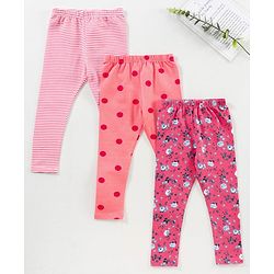 Babyhug Full Length Knit Lycra with Stretch Leggings Printed Pack of 3 - Multicolour