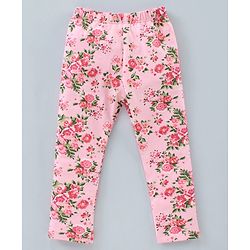 Babyhug Full Length Knit Lycra With Stretch Leggings Floral Print Pack of 3 - Multicolor - 6-9m Multi Color