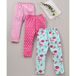 Babyhug Knit Lycra Full Length Heart Printed Legging Pack Of 3 - Multicolour