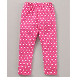 Babyhug Knit Lycra Full Length Heart Printed Legging Pack Of 3 - Multicolour