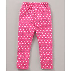 Babyhug Knit Lycra Full Length Heart Printed Legging Pack Of 3 - Multicolour