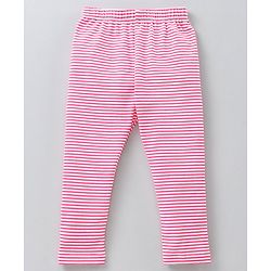 Babyhug Full Length Knit Lycra with Stretch Leggings Striped - Blue Pink
