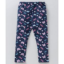 Babyhug Full Length Knit Lycra with Stretch Leggings Striped - Blue Pink
