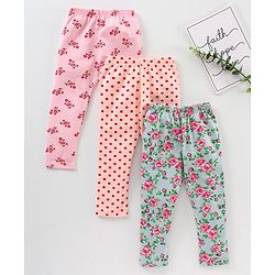Babyhug Lycra Knit Flower Print Baby Leggings - Multicolour