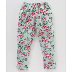 Babyhug Lycra Knit Flower Print Baby Leggings - Multicolour