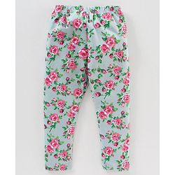 Babyhug Lycra Knit Flower Print Baby Leggings - Multicolour