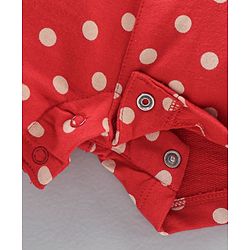 Babyhug Short Cap Sleeves Dungaree Style Romper With Inner Tee Minnie Mouse Print - Red White