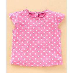 Babyhug Cap Sleeves Top & Dungaree Set Polka Dot & Minnie Mouse Print - Blue Pink
