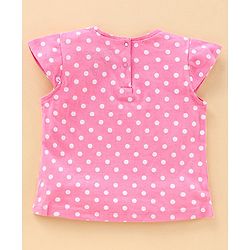 Babyhug Cap Sleeves Top & Dungaree Set Polka Dot & Minnie Mouse Print - Blue Pink