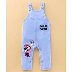 Babyhug Cap Sleeves Top & Dungaree Set Polka Dot & Minnie Mouse Print - Blue Pink