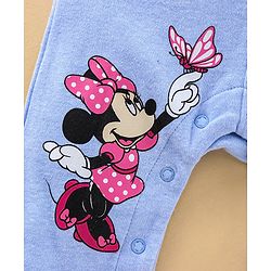Babyhug Cap Sleeves Top & Dungaree Set Polka Dot & Minnie Mouse Print - Blue Pink