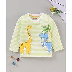 Babyhug Full Sleeves Cotton T-shirt with Dino Print - Light Yellow