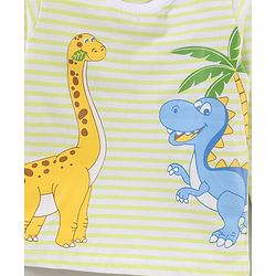 Babyhug Full Sleeves Cotton T-shirt with Dino Print - Light Yellow