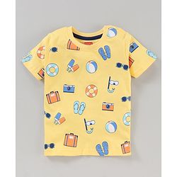 Babyhug Half Sleeves Cotton Blend Printed T-shirts - Red Blue and Yellow